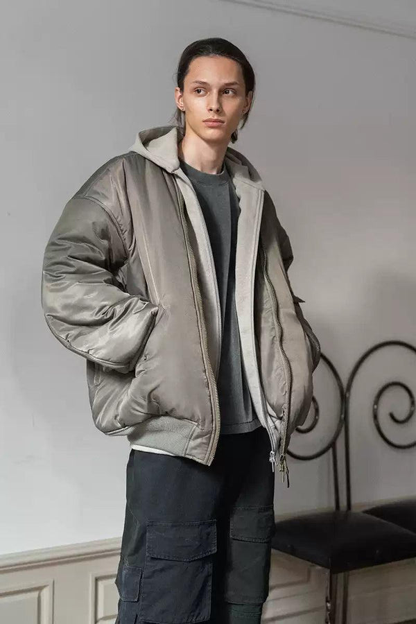 2-in-1 Oversized MA1 Bomber Jacket - Faux Héritier