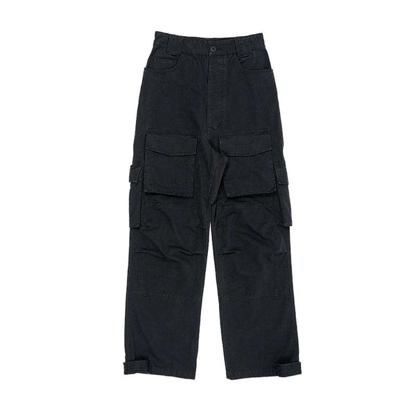 Distressed Multi-Pocket High-Rise Overalls - Faux Héritier