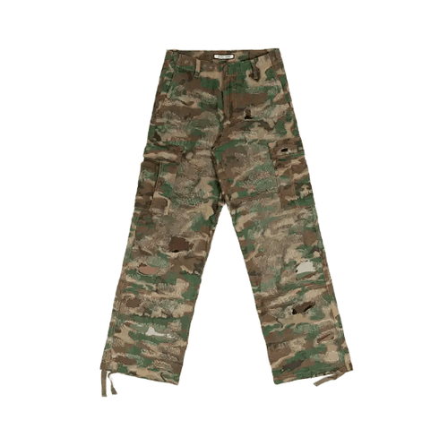 Distressed Camouflage Low-Rise Overalls - Faux Héritier